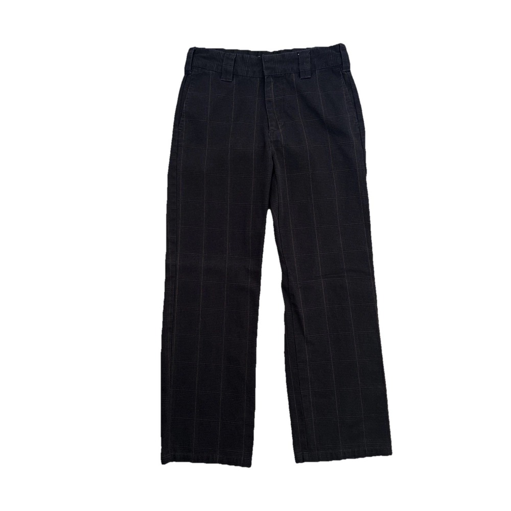 Obey Womens Black Pinstripe Straight Leg Pants Size 25 Mid Rise Smart Casual